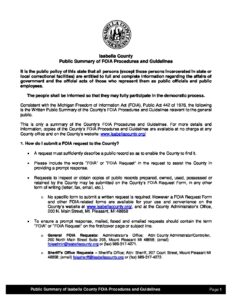 preview image of first page Public Summary of FOIA Procedures and Guidelines