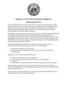 preview image of first page Human Rights Committee – Incident Report Form