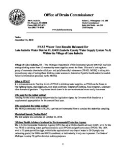 preview image of first page PFAS Water Test Results, December 11th, 2018, Lake Isabella Water District #1