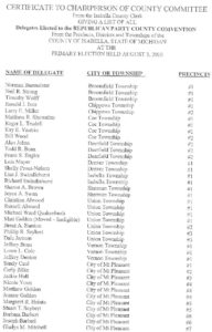 preview image of first page Delegates Elected to the Republican Party County Convention