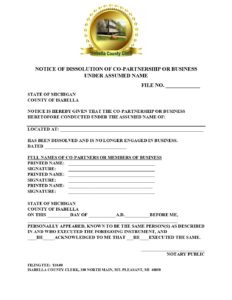 preview image of first page Dissolution of Co-Partnership or Business Under Assumed Name