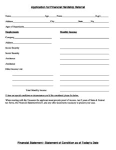 preview image of first page Application for Financial Hardship Deferral