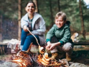 making smores in woods
