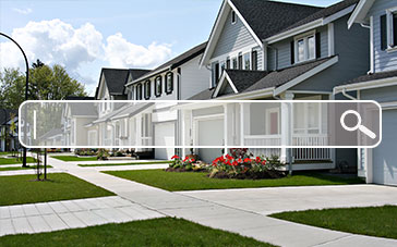 row of houses with search box