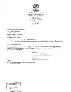 preview image of first page 2004-3 Plan for Remote Hearing on Support and Parenting Time Enforcement Act Bench Warrants