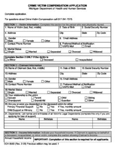 preview image of first page Crime Victim Compensation Application