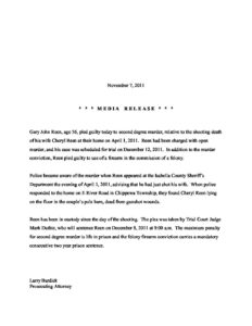 preview image of first page Gary John Reen, Pled Guilty to Second Degree Murder – November 7, 2011