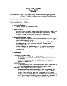 preview image of first page October 05, 2009 Minutes