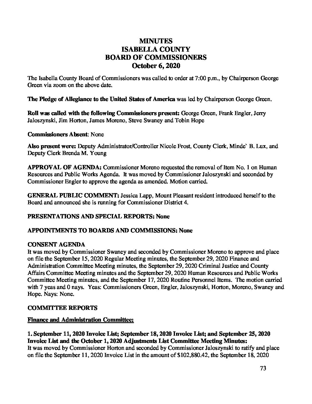 preview image of first page October 6, 2020 Minutes