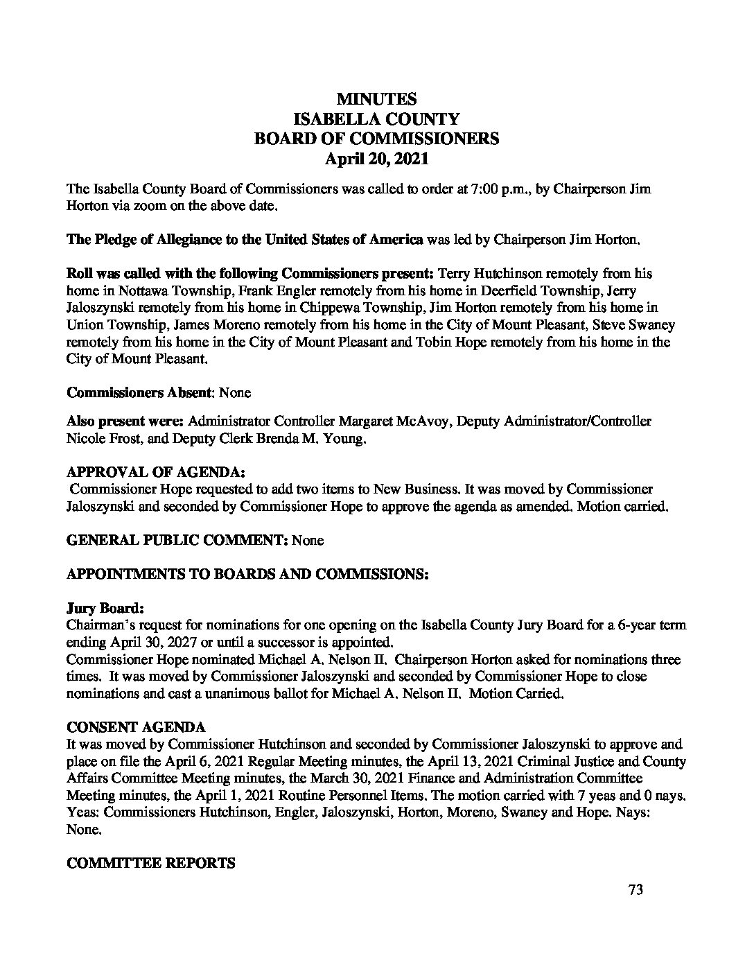 preview image of first page April 20, 2021 Minutes