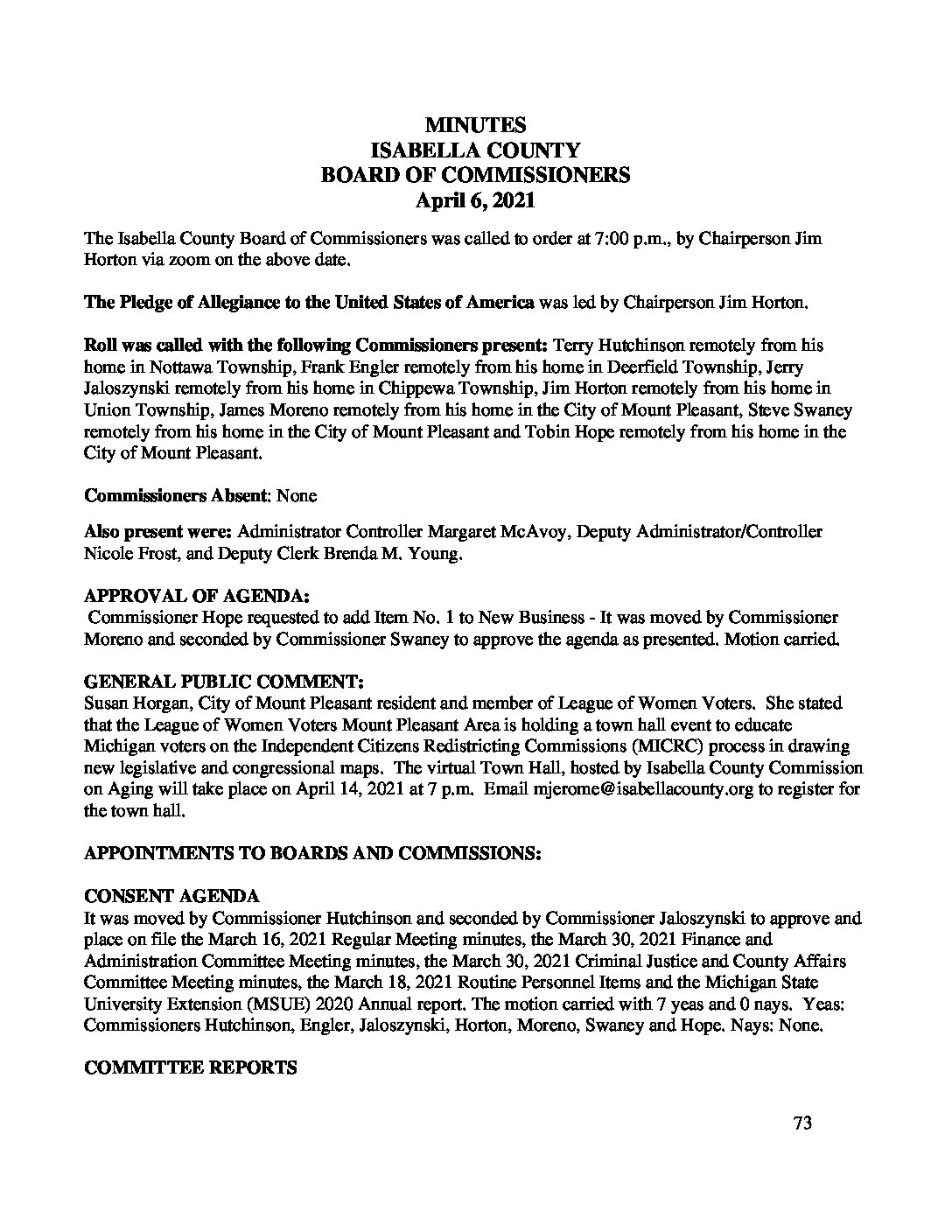 preview image of first page April 6, 2021 Minutes