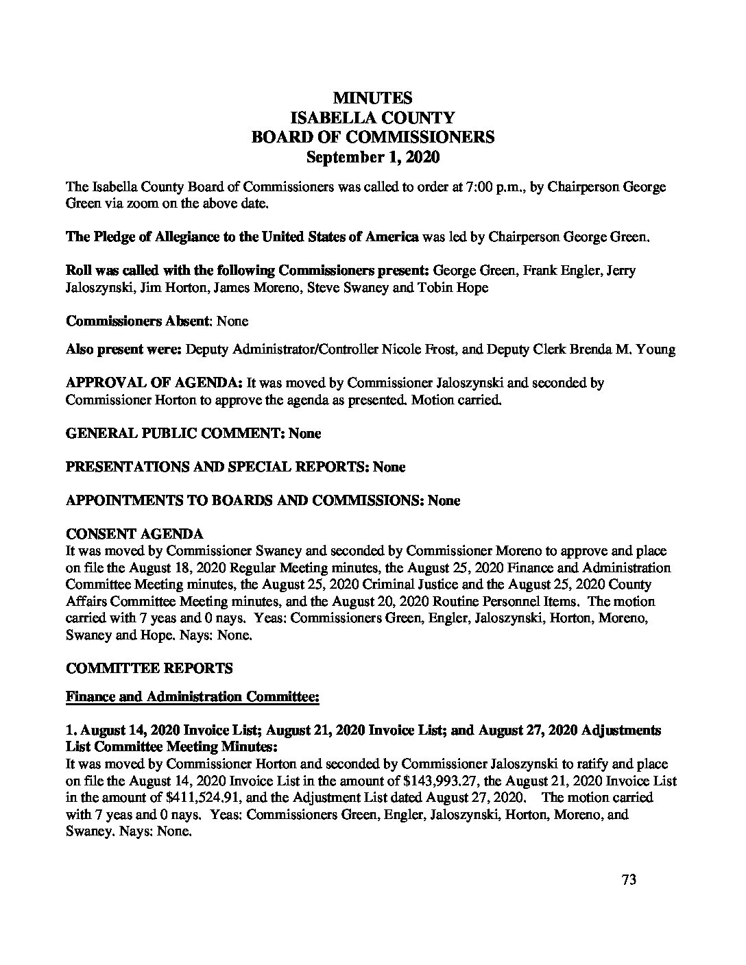 preview image of first page September 1, 2020 Minutes