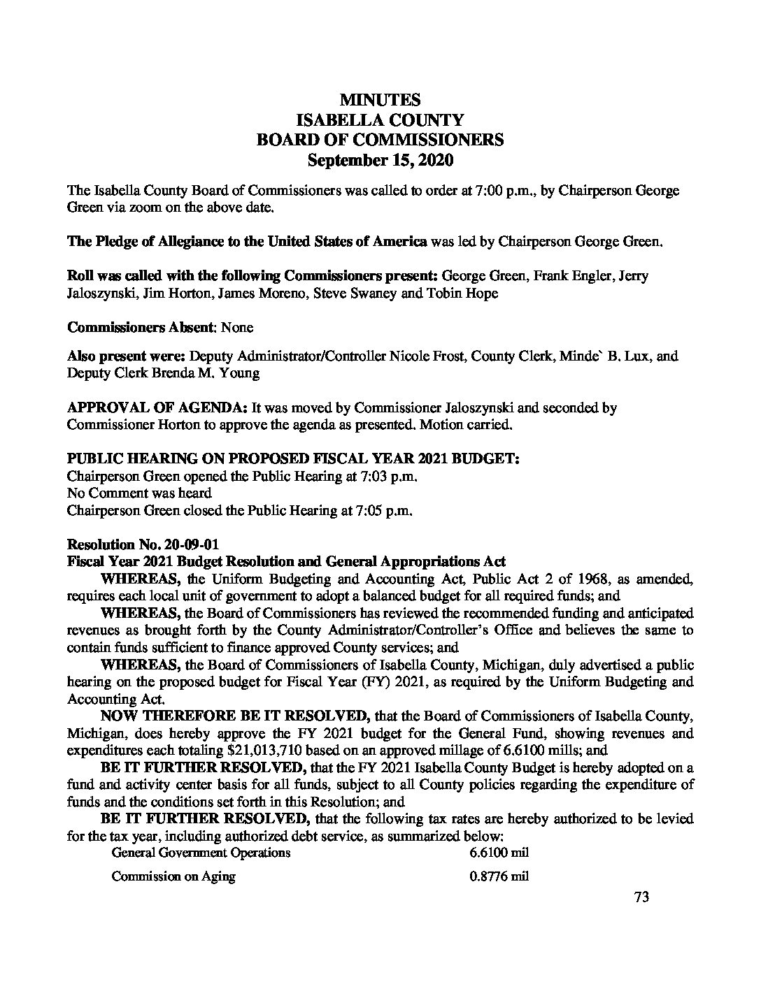 preview image of first page September 15, 2020 Minutes