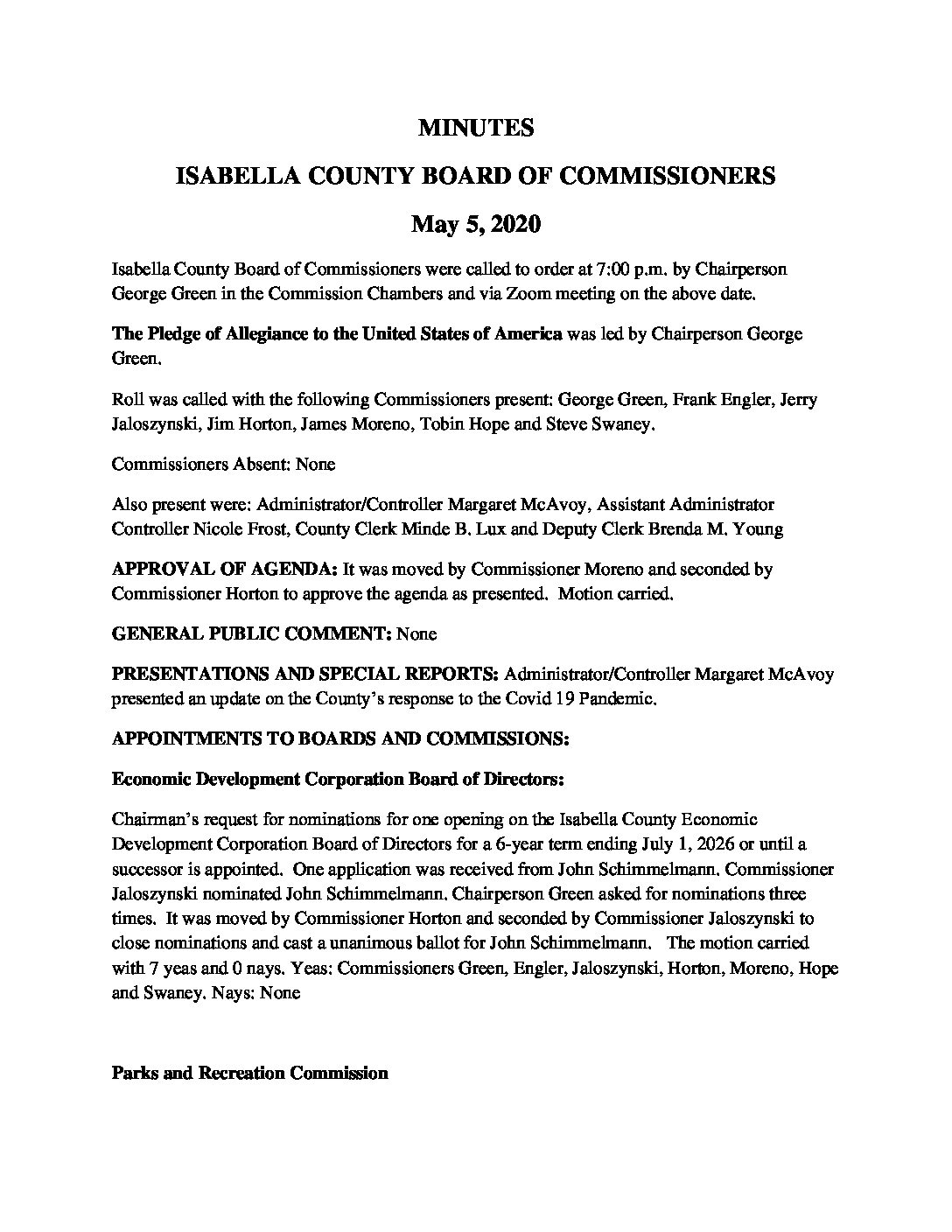 preview image of first page May 5, 2020 Minutes