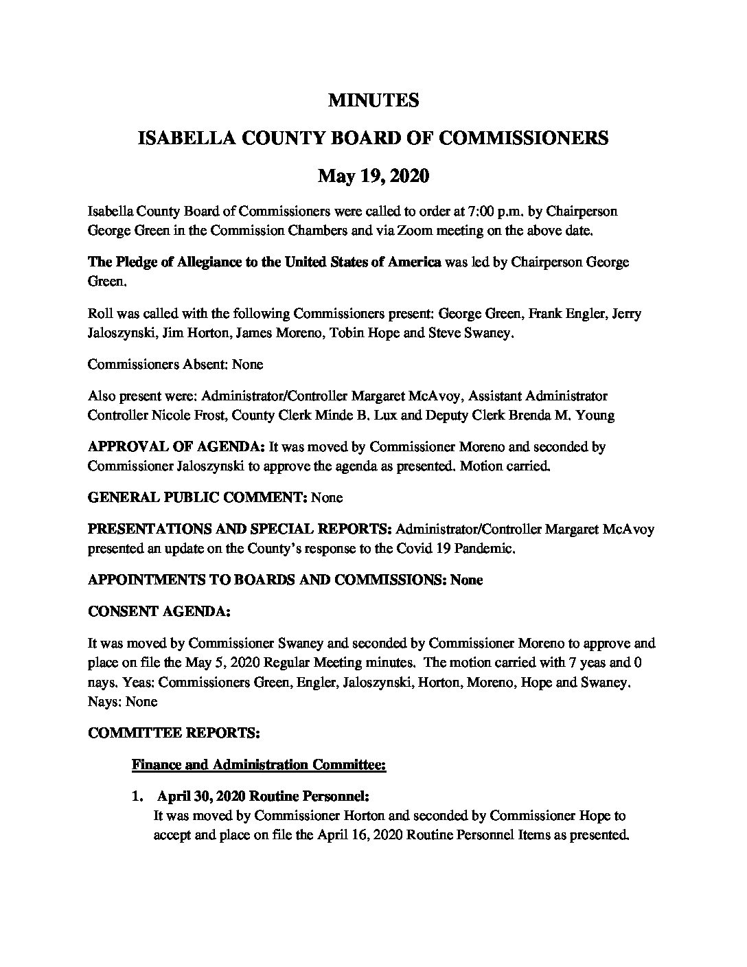 preview image of first page May 19, 2020 Minutes