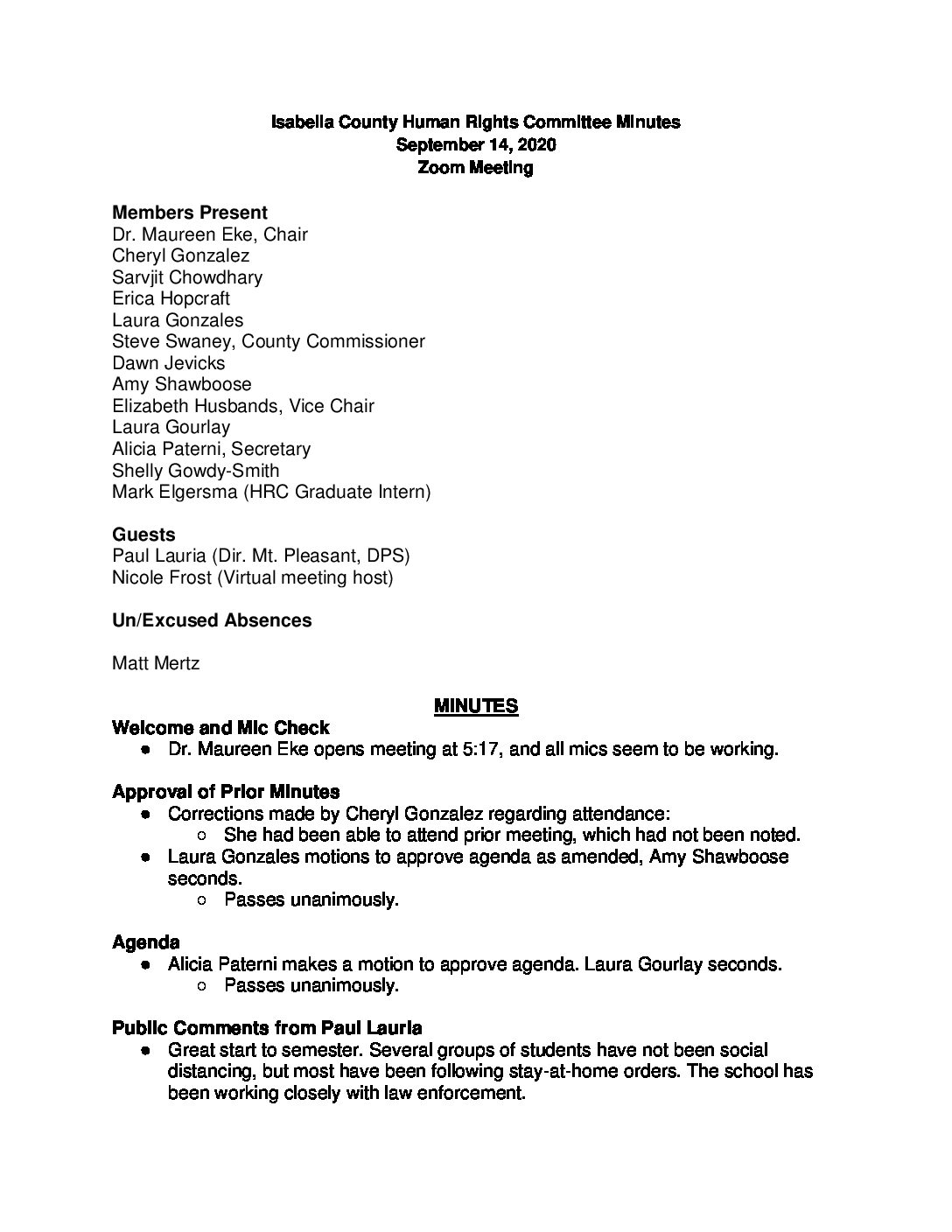 preview image of first page September 14, 2020 Minutes