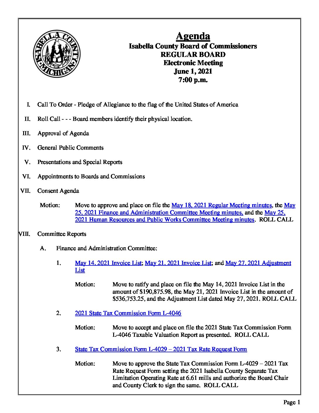 preview image of first page June 1, 2021 Agenda