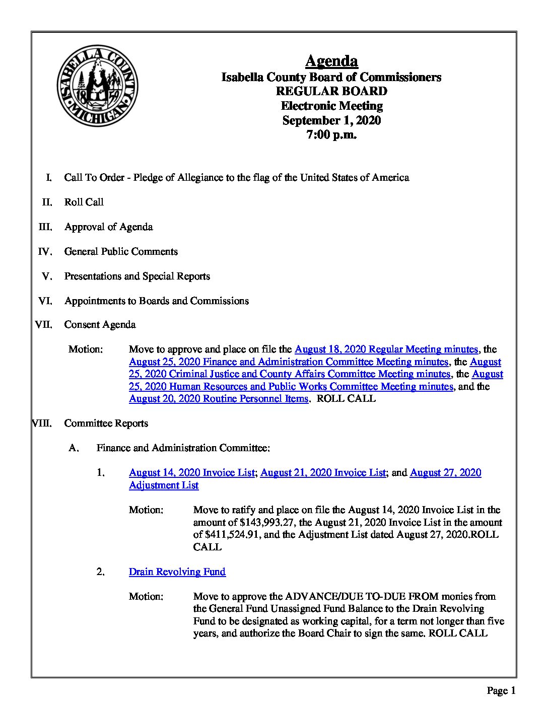 preview image of first page September 1, 2020 Agenda