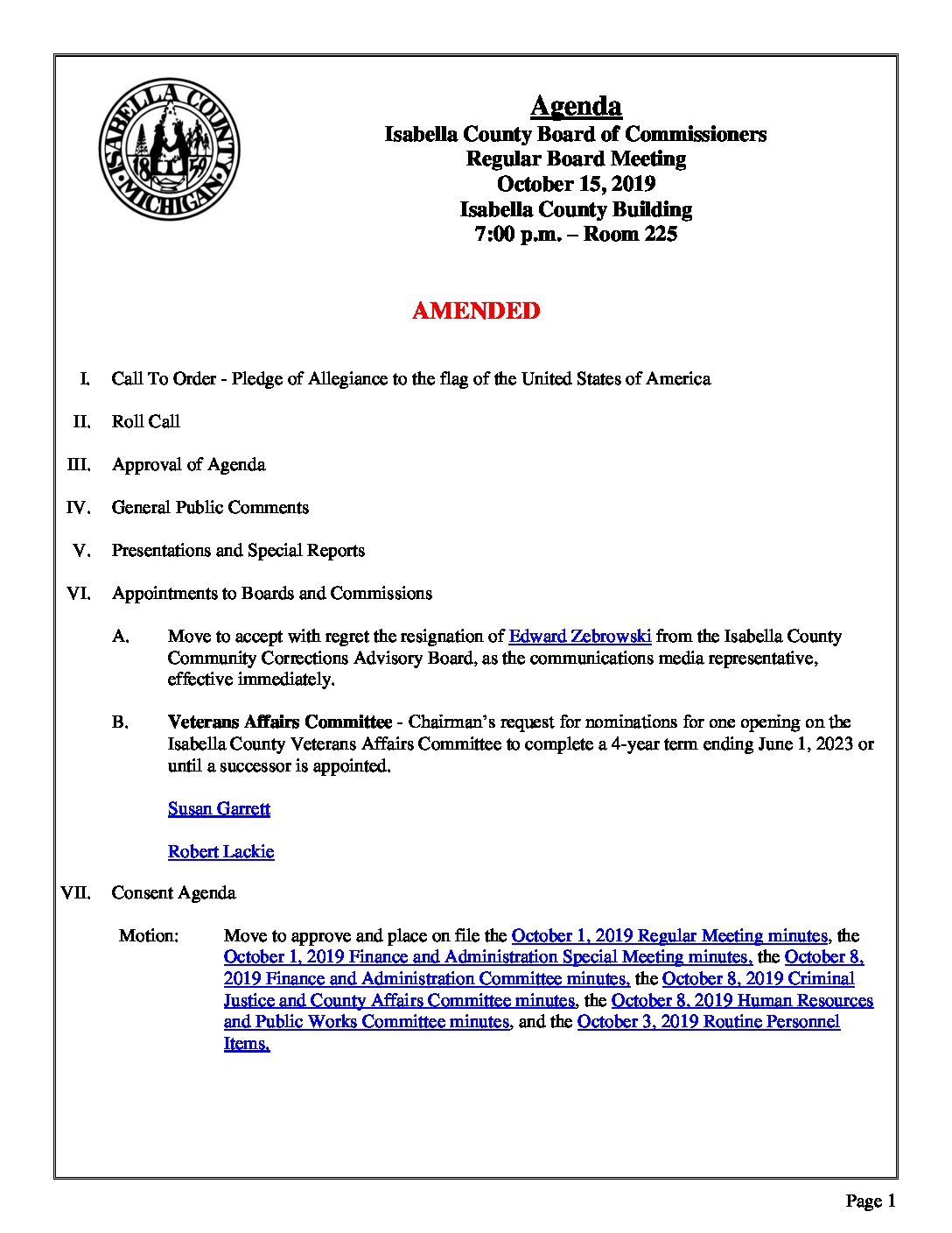 preview image of first page October 15, 2019 Agenda