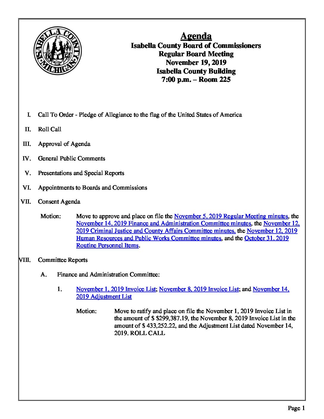 preview image of first page November 19, 2019 Agenda