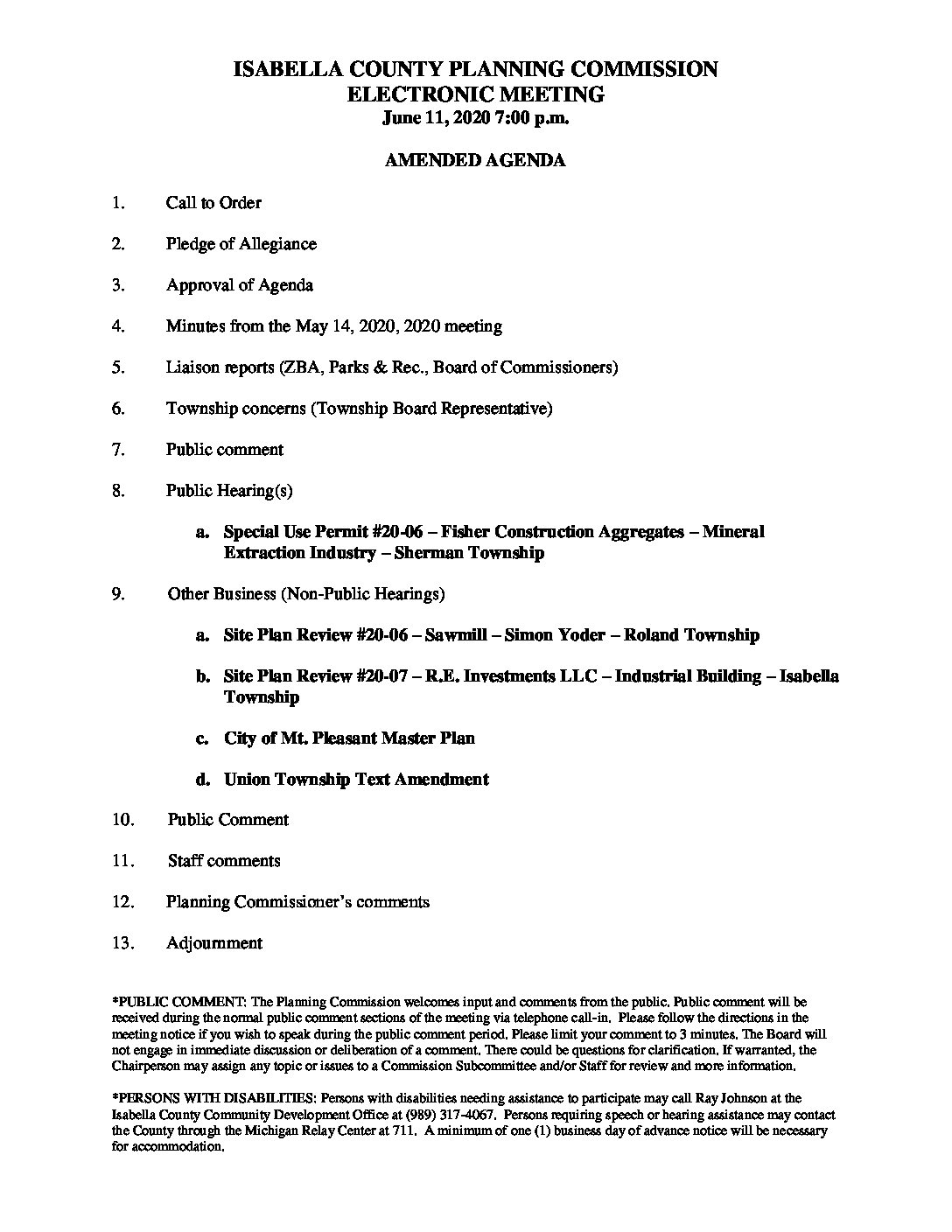 preview image of first page June 11, 2020 Amended Agenda