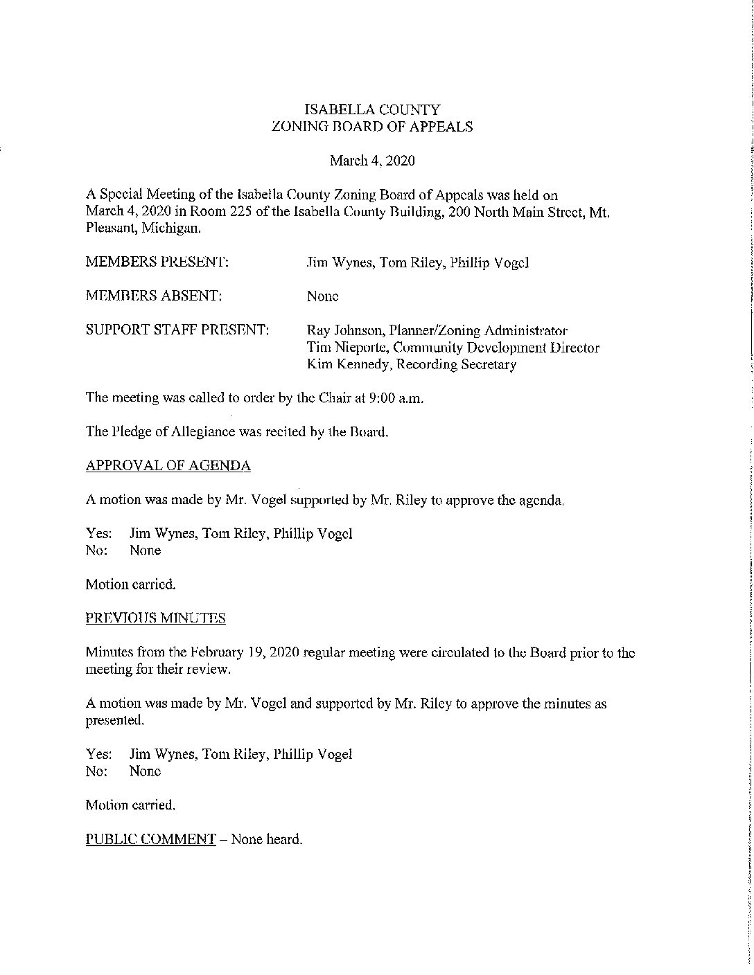 preview image of first page March 4, 2020 Approved Minutes