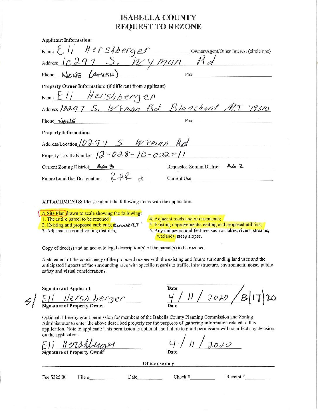 preview image of first page Zoning Amendment #20-02 – Conditional Map Amendment – Eli Hershberger – Rolland Township