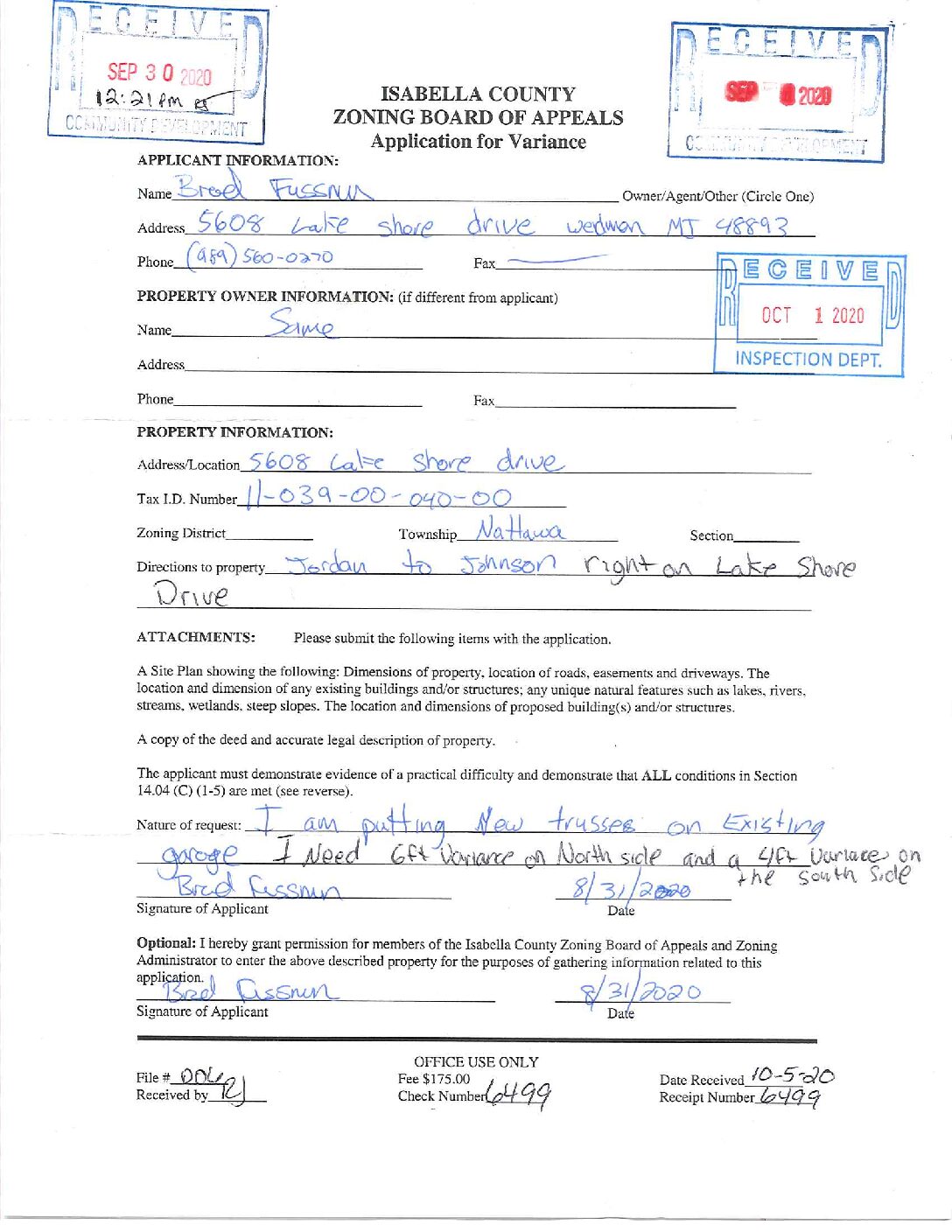 preview image of first page VAR #20-06 Brad Fussman – Nottawa Township