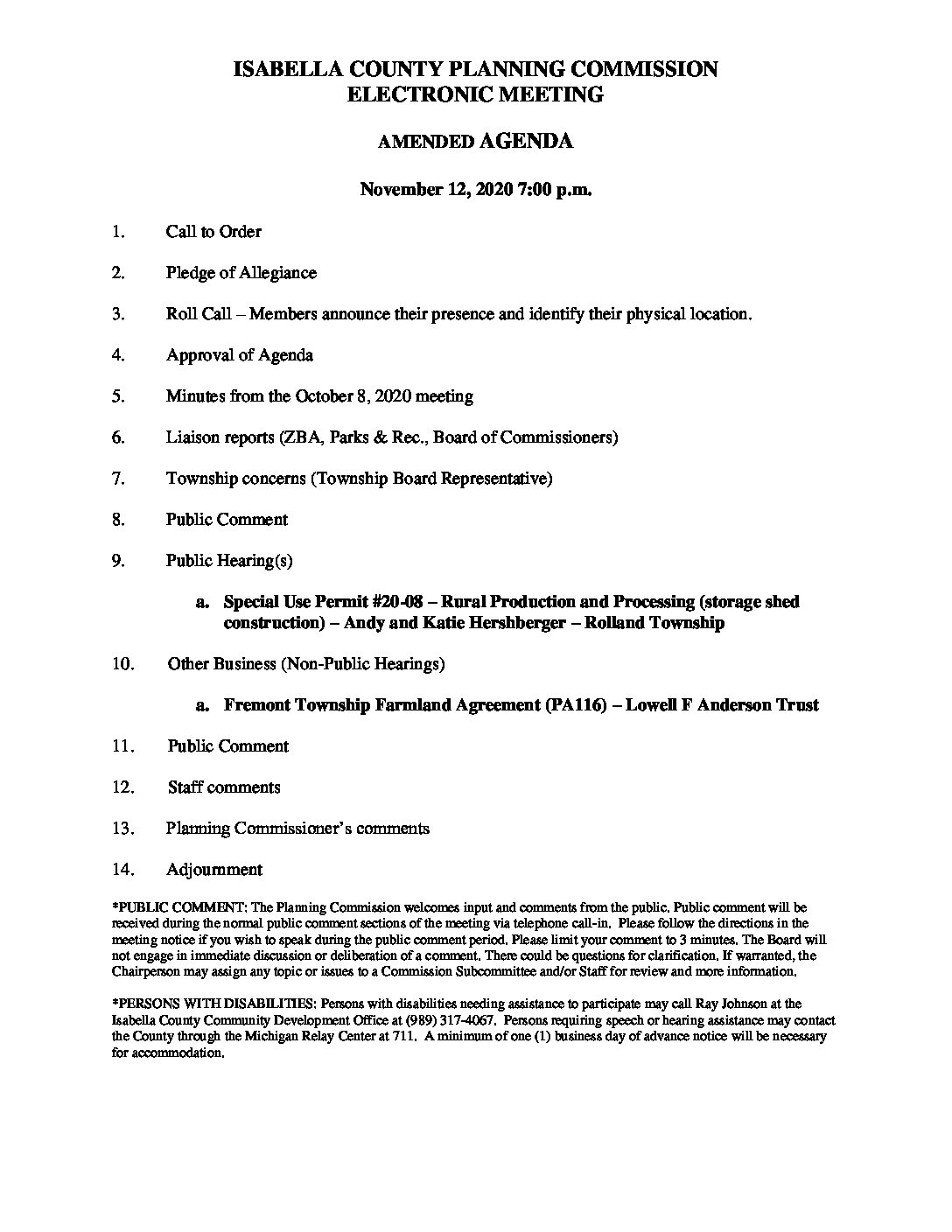 preview image of first page November 12, 2020 Amended Agenda