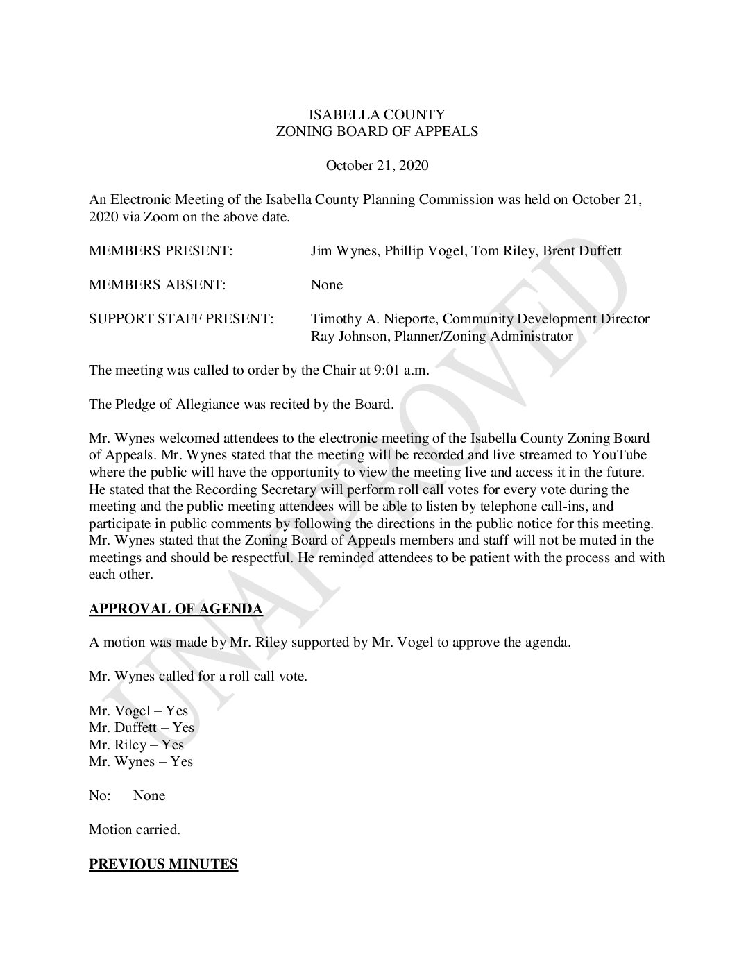 preview image of first page October 21, 2020 Unapproved Minutes