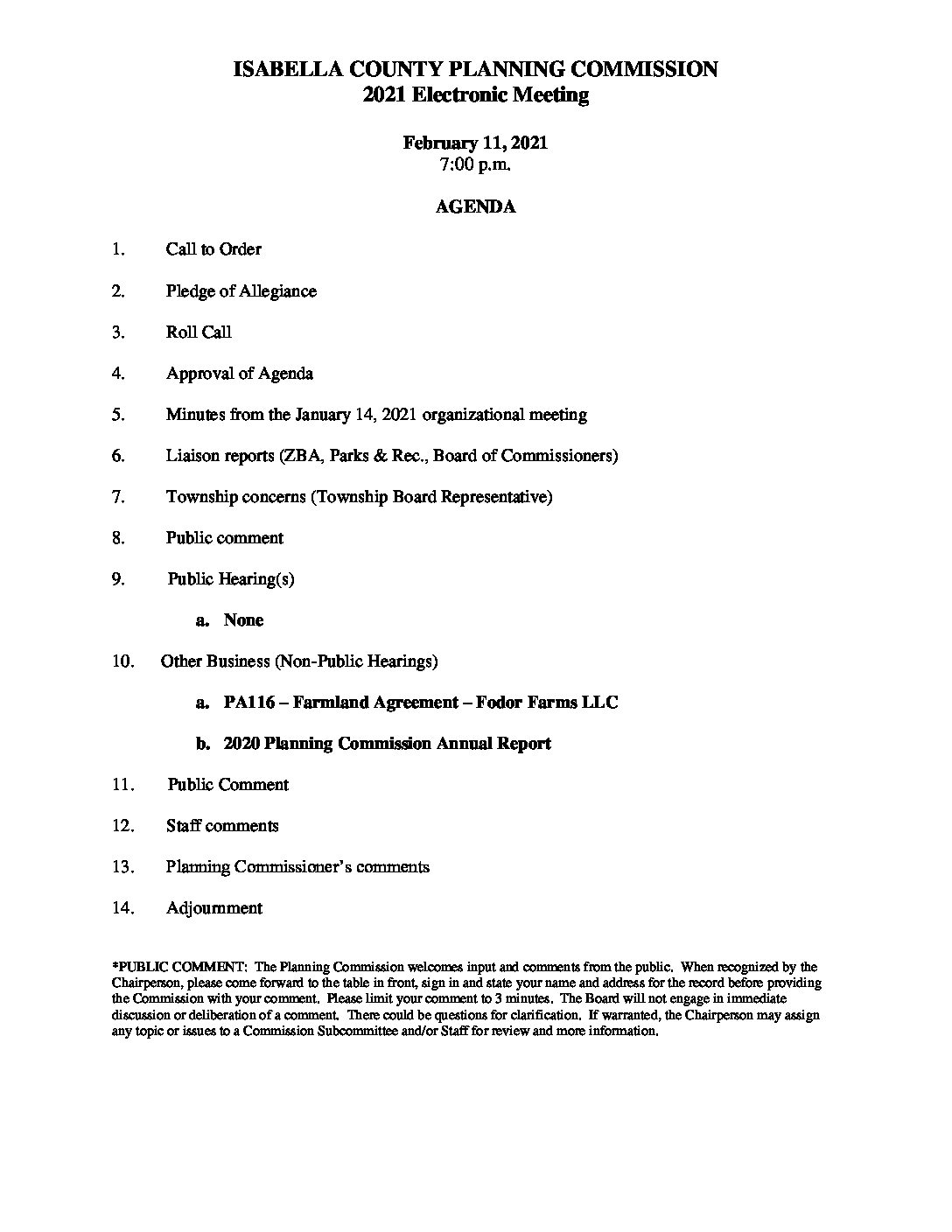 preview image of first page February 11, 2021 Planning Commission Agenda