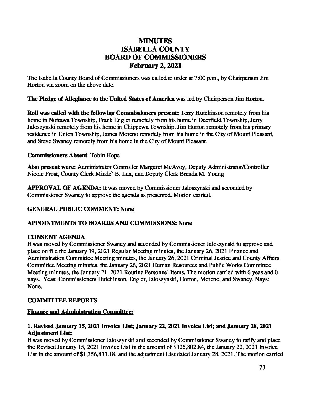 preview image of first page February 02, 2021 Minutes