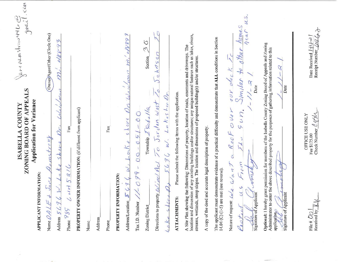 preview image of first page Variance #21-01 – Dale Armstrong – Nottawa Township