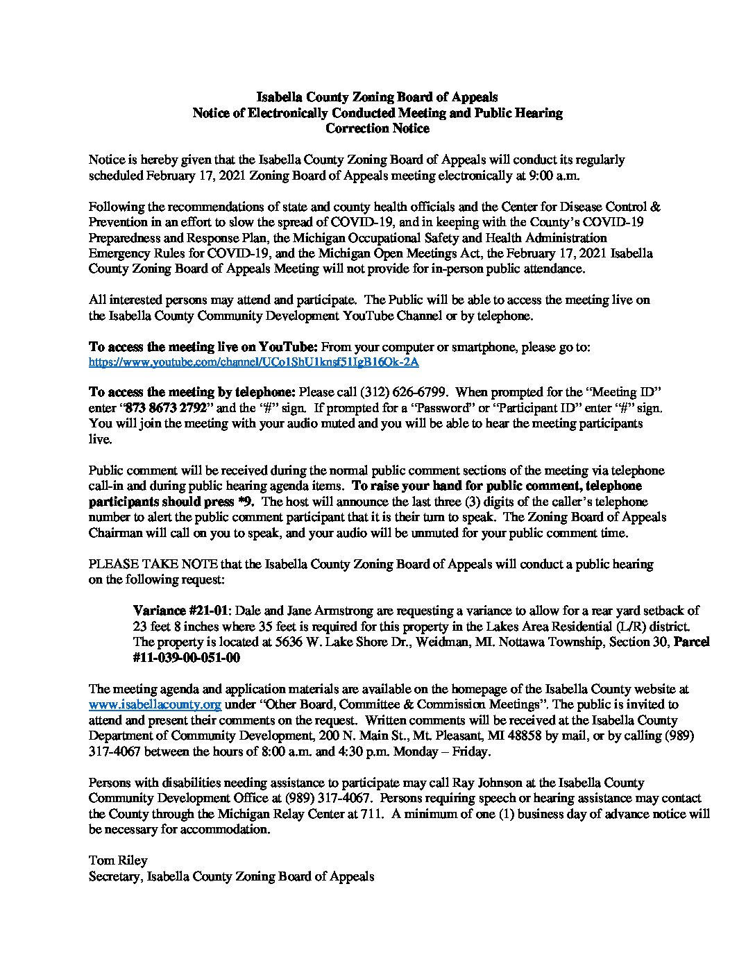 preview image of first page February 17, 2021 Meeting Notice