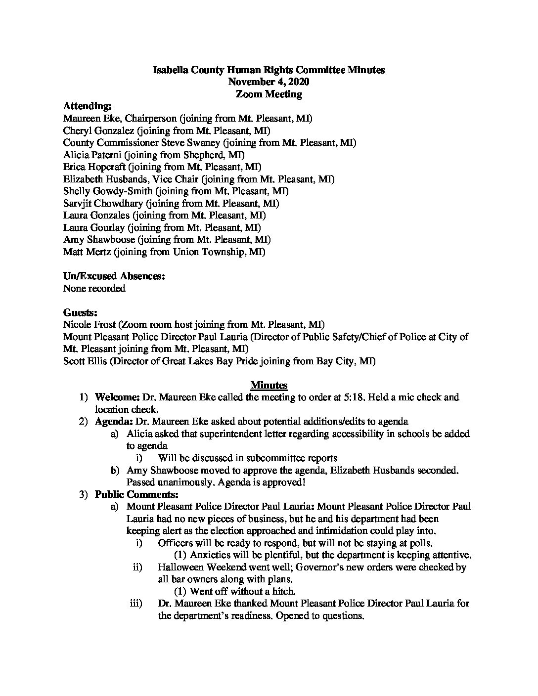 preview image of first page November 4, 2020 Minutes