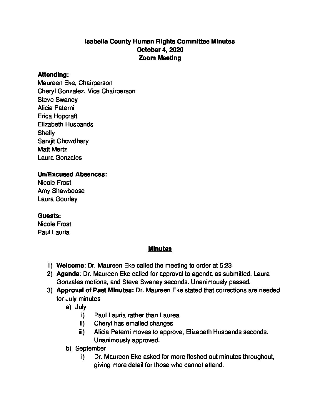 preview image of first page October 4, 2020 Minutes