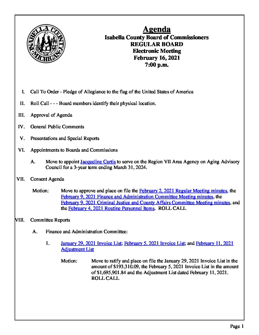 preview image of first page February 16, 2020 Agenda