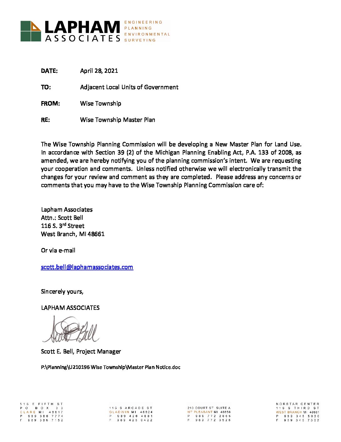 preview image of first page Wise Township Letter of Intent – Master Plan