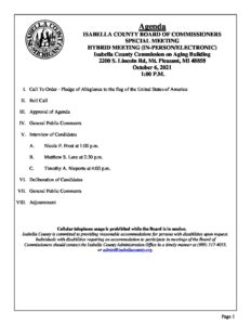 preview image of first page October 06, 2021 Special Meeting Agenda