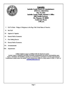 preview image of first page May 18, 2022 Special Meeting Agenda