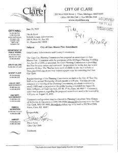 preview image of first page City of Clare Notice of Intent