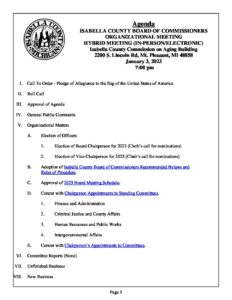 preview image of first page January 3, 2023 Organizational Meeting Agenda