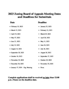 preview image of first page 2023 Zoning Board of Appeals Proposed Meeting Calendar