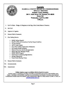 preview image of first page April 12, 2023 Special Meeting Agenda