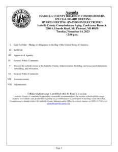 preview image of first page November 14, 2023 Special Meeting Agenda