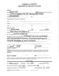 preview image of first page SUP#23-05 Excavation-Transportation Services – Jacob Toth – Broomfield Township