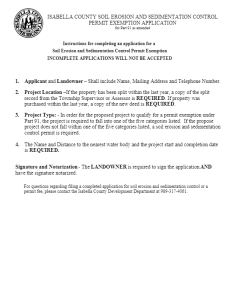 preview image of first page Soil Erosion and Sedimentation Control Permit Exemption Application