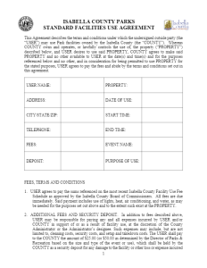 preview image of first page Standard Facilities Use Agreement