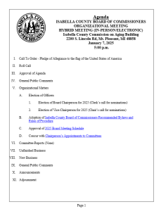 preview image of first page January 7, 2025 Organizational Meeting Agenda