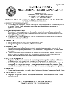 preview image of first page Application for Mechanical Permit – August 1, 2026